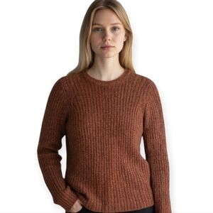 Vintage 90s Benetton Italy Mohair Blend Rib Knit Sweater small Pumpkin Spice